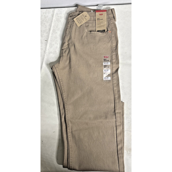 Levi’s 505 Regular Fit Men’s Jeans Size 32x30 NWT Khaki Tan Denim Straight Leg P - Picture 4 of 5